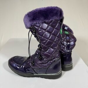 Cougar Tammy Girls Snow Boots Purple Quilted Faux Fur Waterproof Winter 4M